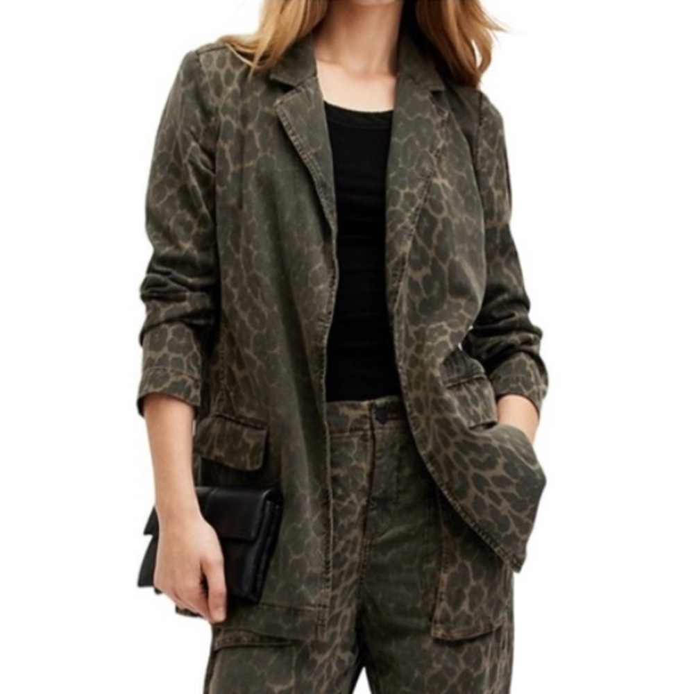 All Saints Aleida Leppo‎ Blazer Menswear Inspired Longline Notched Collar 4